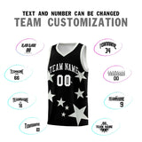 Custom Black Gray Graffiti Pattern Star Print Basketball Jersey Sets