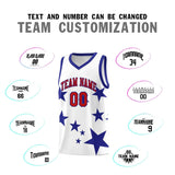 Custom White Royal Graffiti Pattern Star Print Basketball Jersey Sets