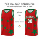 Custom Red Kelly Green Graffiti Pattern Star Print Basketball Jersey Sets
