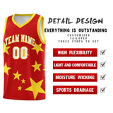 Custom Red Gold Graffiti Pattern Star Print Basketball Jersey Sets