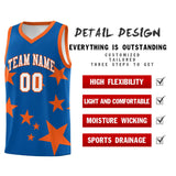 Custom Royal Orange Graffiti Pattern Star Print Basketball Jersey Sets