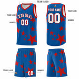 Custom Royal Red Graffiti Pattern Star Print Basketball Jersey Sets