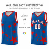 Custom Royal Red Graffiti Pattern Star Print Basketball Jersey Sets