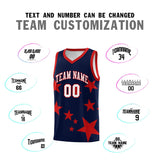 Custom Navy Red Graffiti Pattern Star Print Basketball Jersey Sets