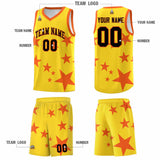 Custom Gold Orange Graffiti Pattern Star Print Basketball Jersey Sets