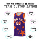 Custom Purple Orange Graffiti Pattern Star Print Basketball Jersey Sets
