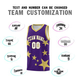 Custom Purple Old Gold Graffiti Pattern Star Print Basketball Jersey Sets
