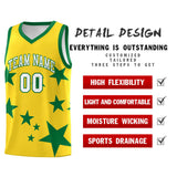 Custom Gold Kelly Green Graffiti Pattern Star Print Basketball Jersey Sets