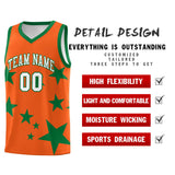 Custom Orange Kelly Green Graffiti Pattern Star Print Basketball Jersey Sets