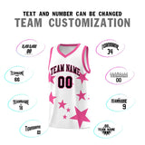 Custom White Pink Graffiti Pattern Star Print Basketball Jersey Sets