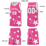 Custom Pink White Graffiti Pattern Star Print Basketball Jersey Sets