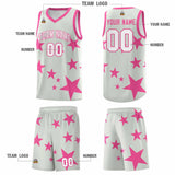 Custom Gray Pink Graffiti Pattern Star Print Basketball Jersey Sets