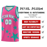 Custom Pink Aqua Graffiti Pattern Star Print Basketball Jersey Sets