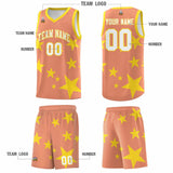 Custom Light Orange Gold Graffiti Pattern Star Print Basketball Jersey Sets
