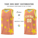 Custom Light Orange Gold Graffiti Pattern Star Print Basketball Jersey Sets