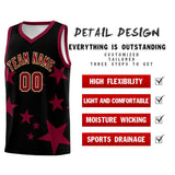 Custom Black Crimson Graffiti Pattern Star Print Basketball Jersey Sets