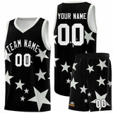 Custom Black Gray Graffiti Pattern Star Print Basketball Jersey Sets