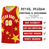 Custom Red Gold Graffiti Pattern Star Print Basketball Jersey Sets