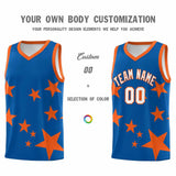 Custom Royal Orange Graffiti Pattern Star Print Basketball Jersey Sets