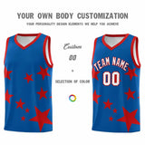 Custom Royal Red Graffiti Pattern Star Print Basketball Jersey Sets