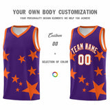 Custom Purple Orange Graffiti Pattern Star Print Basketball Jersey Sets