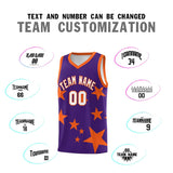 Custom Purple Orange Graffiti Pattern Star Print Basketball Jersey Sets