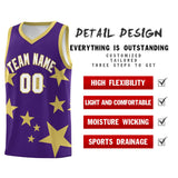 Custom Purple Old Gold Graffiti Pattern Star Print Basketball Jersey Sets