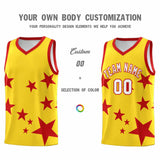 Custom Gold Red Graffiti Pattern Star Print Basketball Jersey Sets