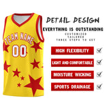 Custom Gold Red Graffiti Pattern Star Print Basketball Jersey Sets