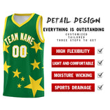 Custom Kelly Green Gold Graffiti Pattern Star Print Basketball Jersey Sets