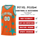 Custom Orange Aqua Graffiti Pattern Star Print Basketball Jersey Sets