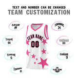 Custom White Pink Graffiti Pattern Star Print Basketball Jersey Sets