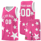 Custom Pink White Graffiti Pattern Star Print Basketball Jersey Sets