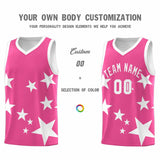 Custom Pink White Graffiti Pattern Star Print Basketball Jersey Sets