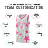 Custom Gray Pink Graffiti Pattern Star Print Basketball Jersey Sets