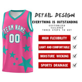 Custom Pink Aqua Graffiti Pattern Star Print Basketball Jersey Sets