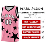 Custom Light Pink Black Graffiti Pattern Star Print Basketball Jersey Sets