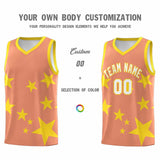Custom Light Orange Gold Graffiti Pattern Star Print Basketball Jersey Sets
