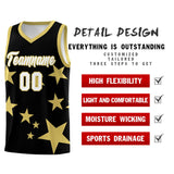 Custom Black Old Gold Graffiti Pattern Star Print Basketball Jersey Sets