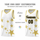 Custom White Old Gold Graffiti Pattern Star Print Basketball Jersey Sets