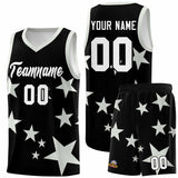 Custom Black Gray Graffiti Pattern Star Print Basketball Jersey Sets
