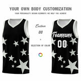 Custom Black Gray Graffiti Pattern Star Print Basketball Jersey Sets