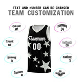 Custom Black Gray Graffiti Pattern Star Print Basketball Jersey Sets