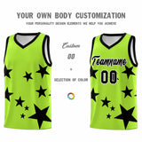 Custom Light Green Black Graffiti Pattern Star Print Basketball Jersey Sets