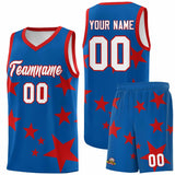 Custom Royal Red Graffiti Pattern Star Print Basketball Jersey Sets