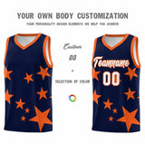 Custom Navy Orange Graffiti Pattern Star Print Basketball Jersey Sets