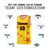 Custom Gold Orange Graffiti Pattern Star Print Basketball Jersey Sets