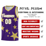 Custom Purple Old Gold Graffiti Pattern Star Print Basketball Jersey Sets