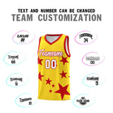 Custom Gold Red Graffiti Pattern Star Print Basketball Jersey Sets