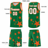 Custom Kelly Green Orange Graffiti Pattern Star Print Basketball Jersey Sets